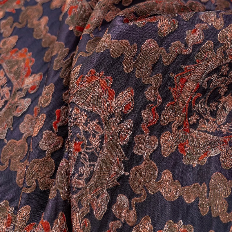 Sewing - Lila-roter Rayon-Blumenjacquard-Lurex-Stoff im neuen chinesischen Stil