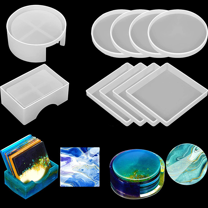 Silicone Epoxy Resin Molds Set - 5 Teile/satz DlY Epoxidharz Tassenuntersetzer Herstellung