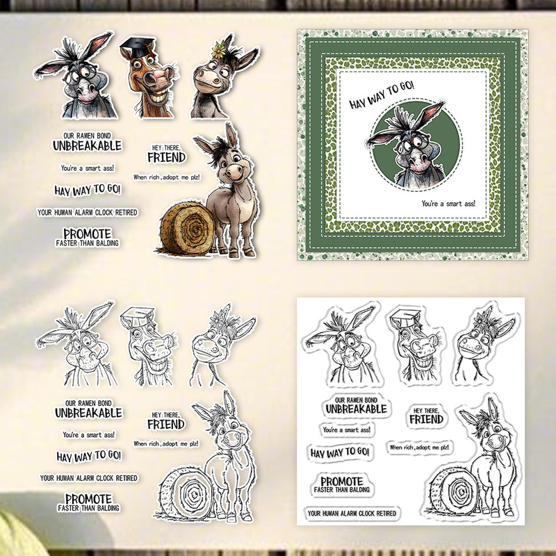 Clear Silicone Stamps For Card Making - Suncraft Abschlusssaison Lustiger Esel Transparenter Stempel