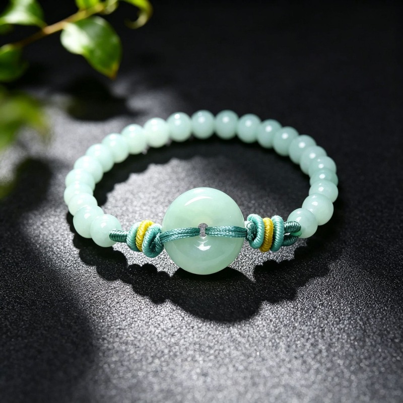 Beading - Natürliches Echtes Smaragd-Blaues Wasser-Friedensschnallen-Perlen-Armband Myanmar Jadeit
