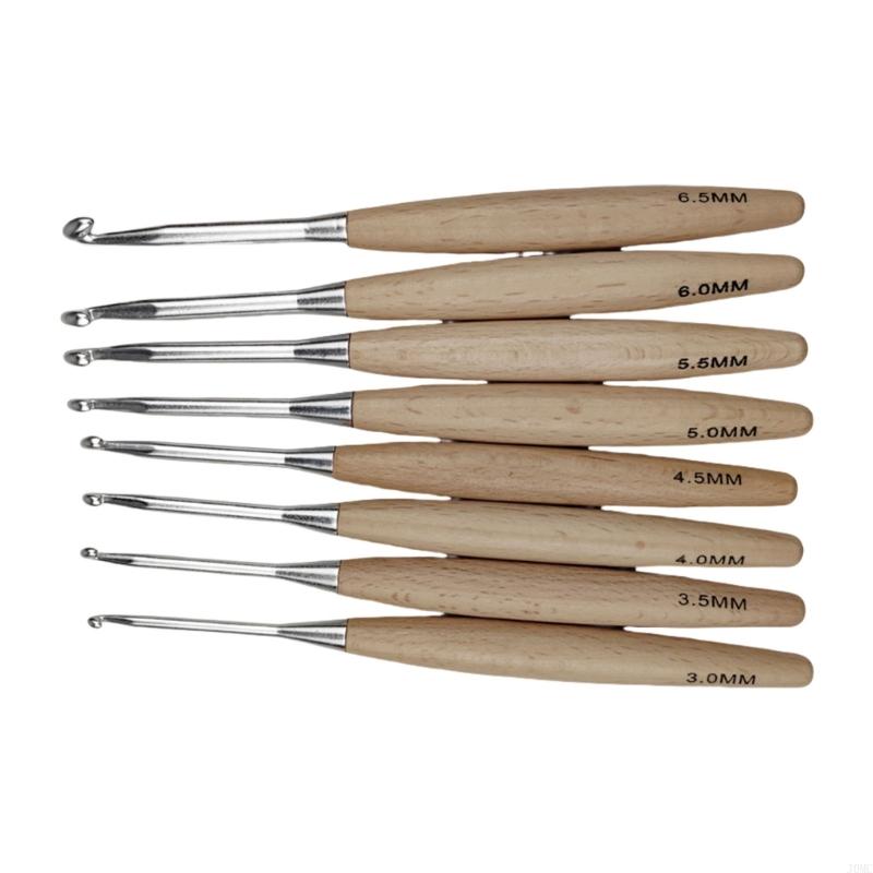 Wooden Crochet Hooks Ergonomic Handle - 8Pcs Ergonomische Häkelnadel für Anfänger Erwachsene