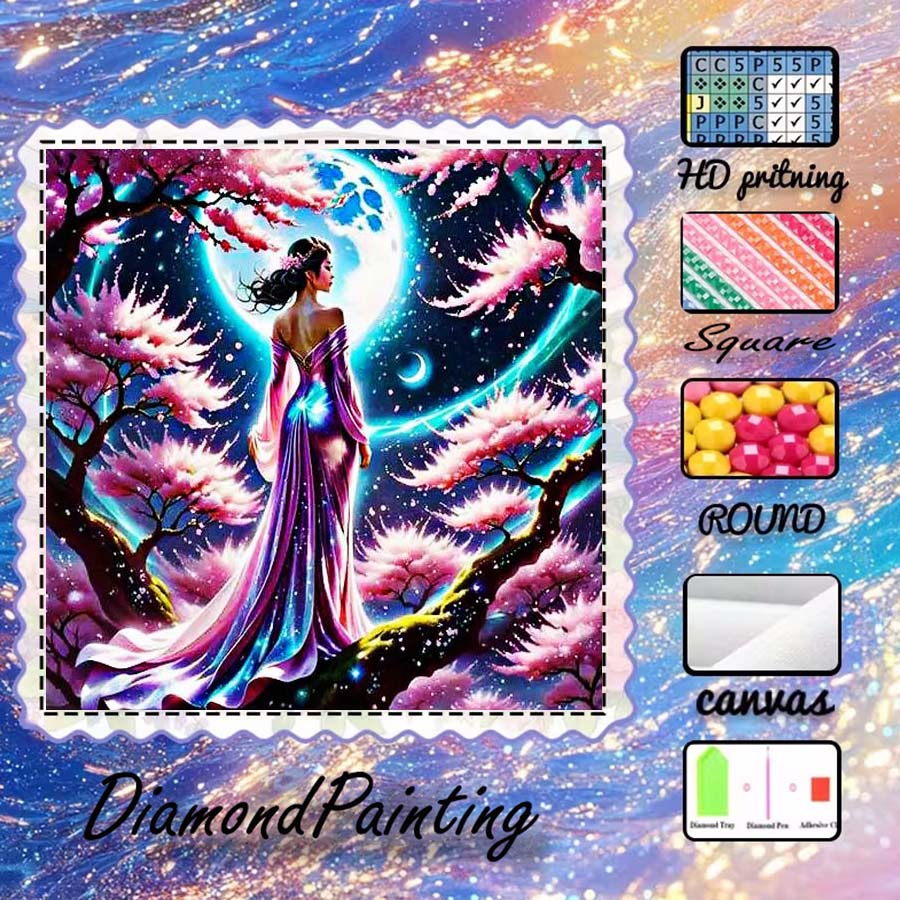 5D Diamond Painting Kit Full Drill - 1 Stück 5D DIY-Beflockungsstoff, Spezialbohrer, Diamantmalerei-Set,