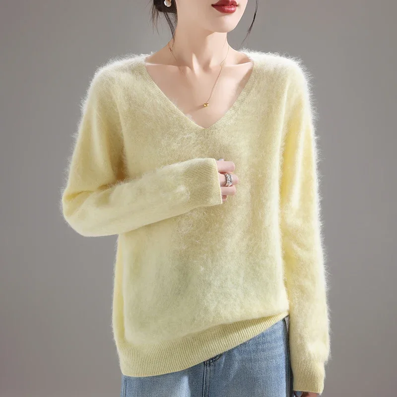 Embroidery - 2025 Damen 100% Merinowolle Pullover, Dicker