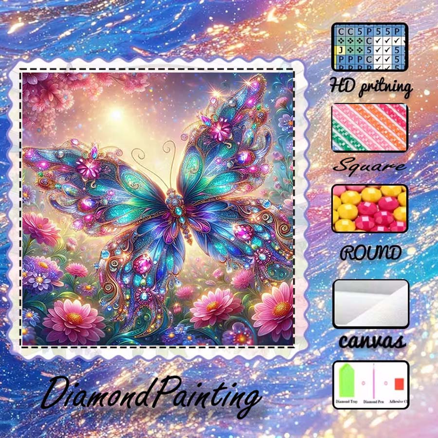 5D Diamond Painting Kit Full Drill - 1 Stück 5D DIY-Beflockungsstoff, Spezialbohrer, Diamantmalerei-Set,