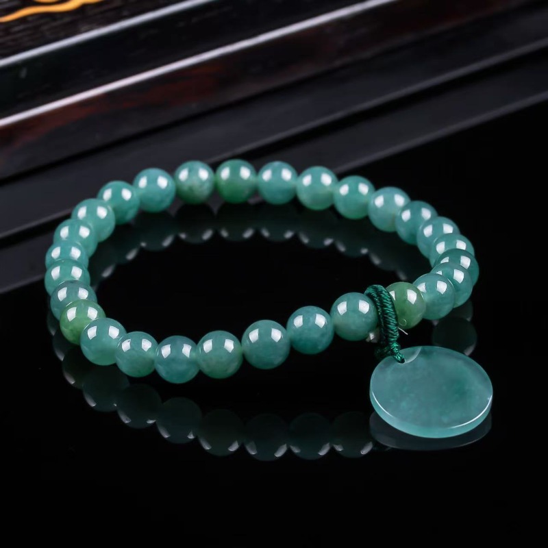 Beading - Natürlicher Jadeit Blauwasser-Perlenarmband Handgeknüpftes Luxus-Schmuckarmband Modeschmuck