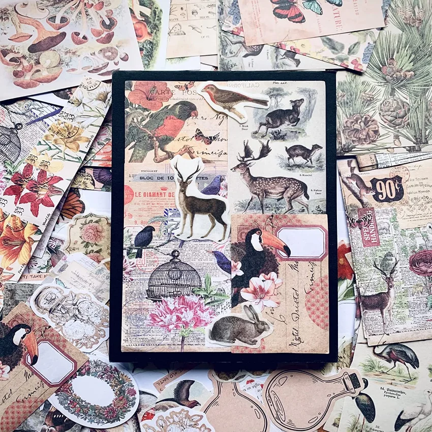 Vintage-Aufkleber für ästhetis – Vintage Junk Journal Scrapbooking Paper Bewertung und Preis