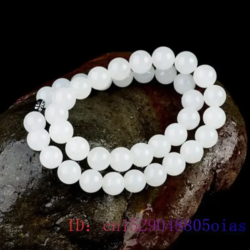 Weiße Jade Perlen Halskette Pe – Beading Bewertung und Preis