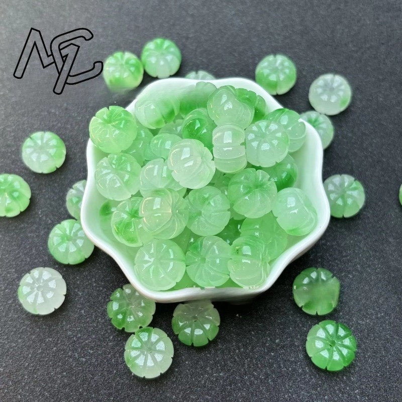 10 Stück A Green Jade Kürbispe – Beading Bewertung und Preis