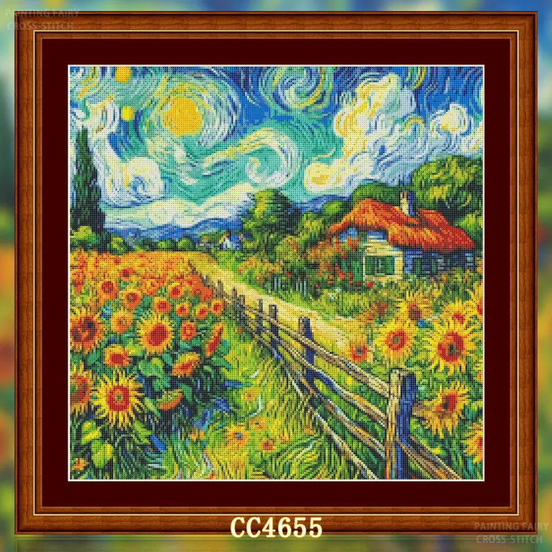 [[CC4656-Van Gogh Serie Sonnen – Cross Stitch Stamped Kits Beginners Bewertung und Preis