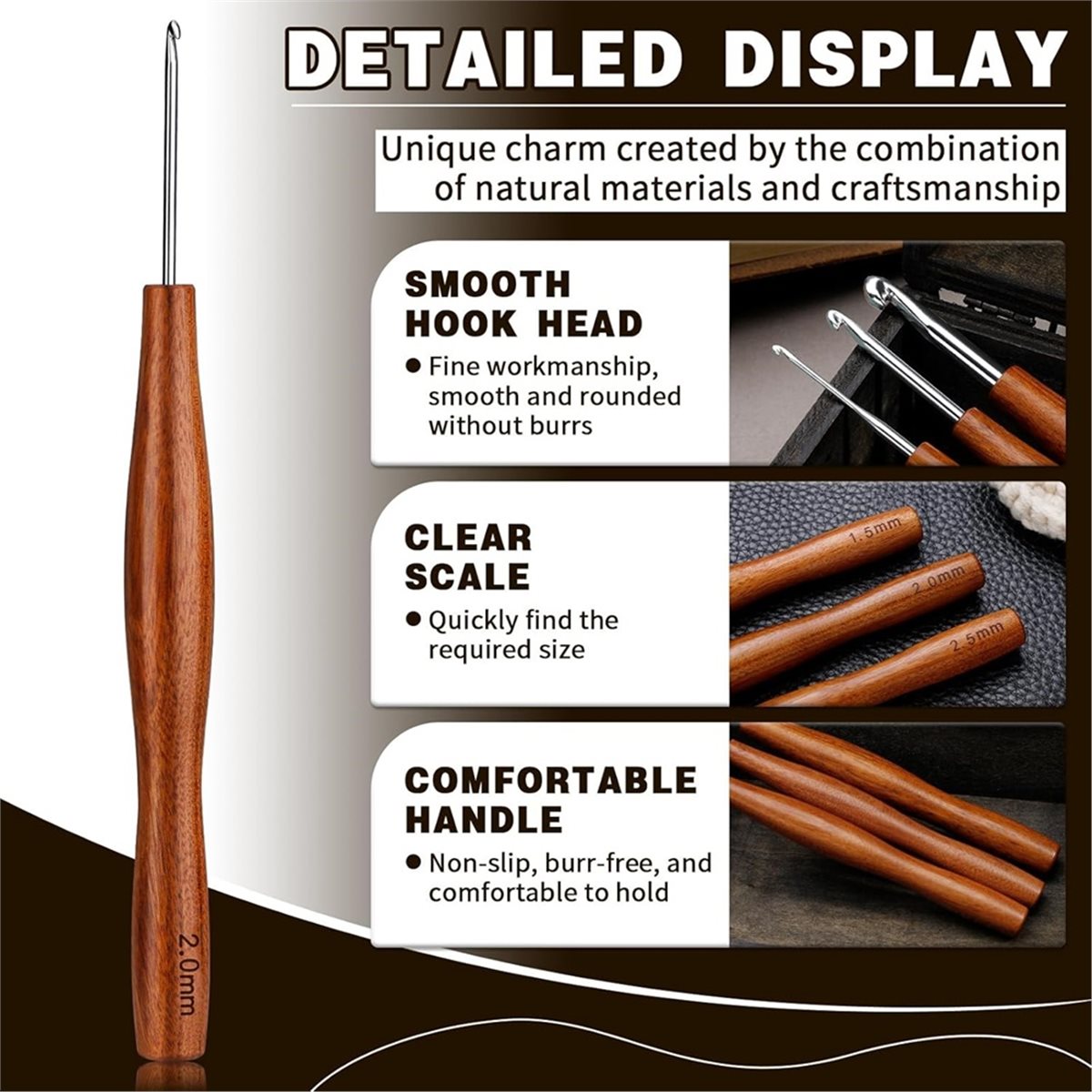 NOCM 5-teiliges Häkelnadel-Set – Wooden Crochet Hooks Ergonomic Handle Bewertung und Preis