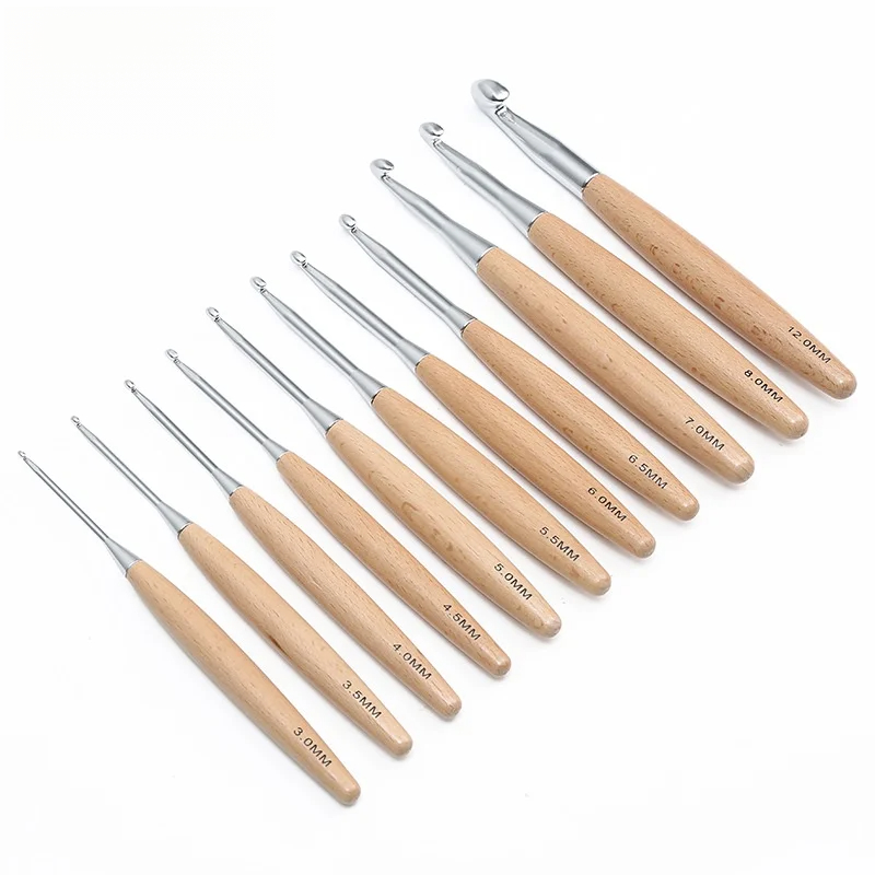 1/11 Stück Häkelnadeln mit Hol – Wooden Crochet Hooks Ergonomic Handle Bewertung und Preis